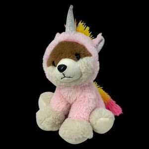 Shiba Pomeranian Dog in Unicorn Outfit Soft Plush Toy Animal 8.5 Inches